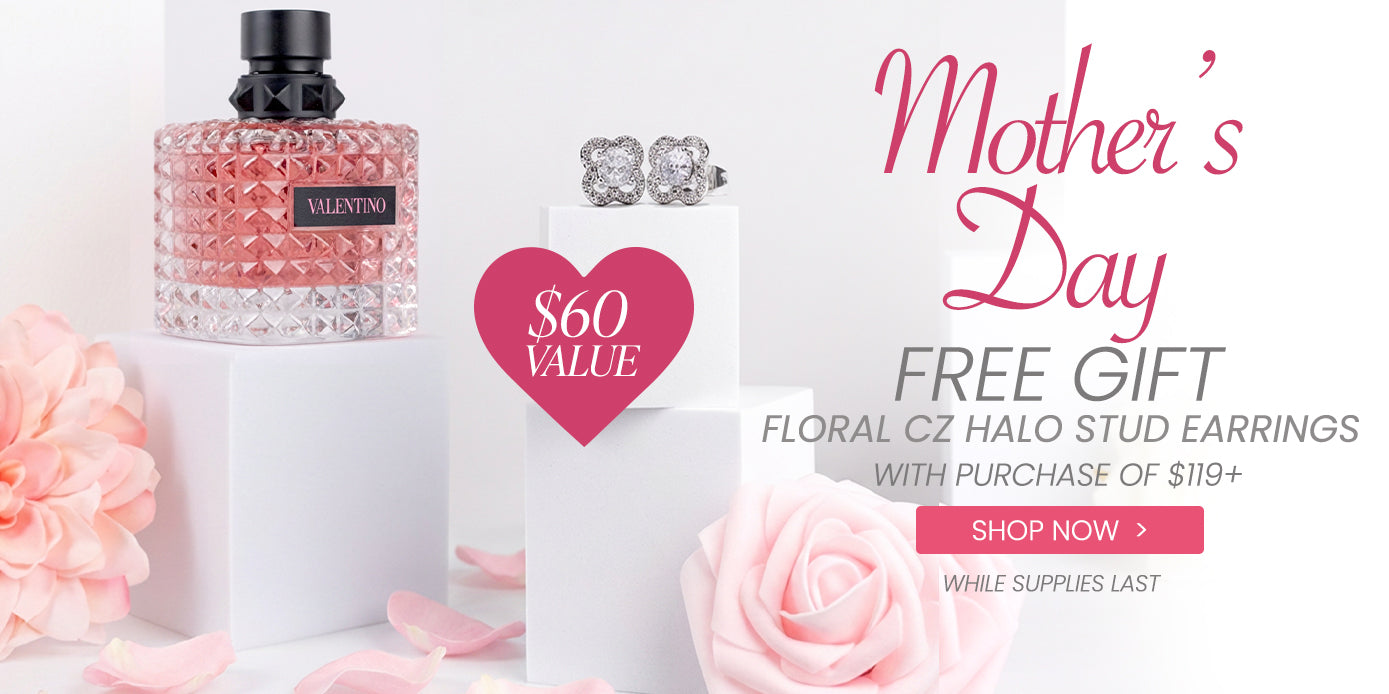 Mother's Day Free Gift Floral CZ Halo Stud Earring with Purchase of $119+ Shop Now While Supplies Last