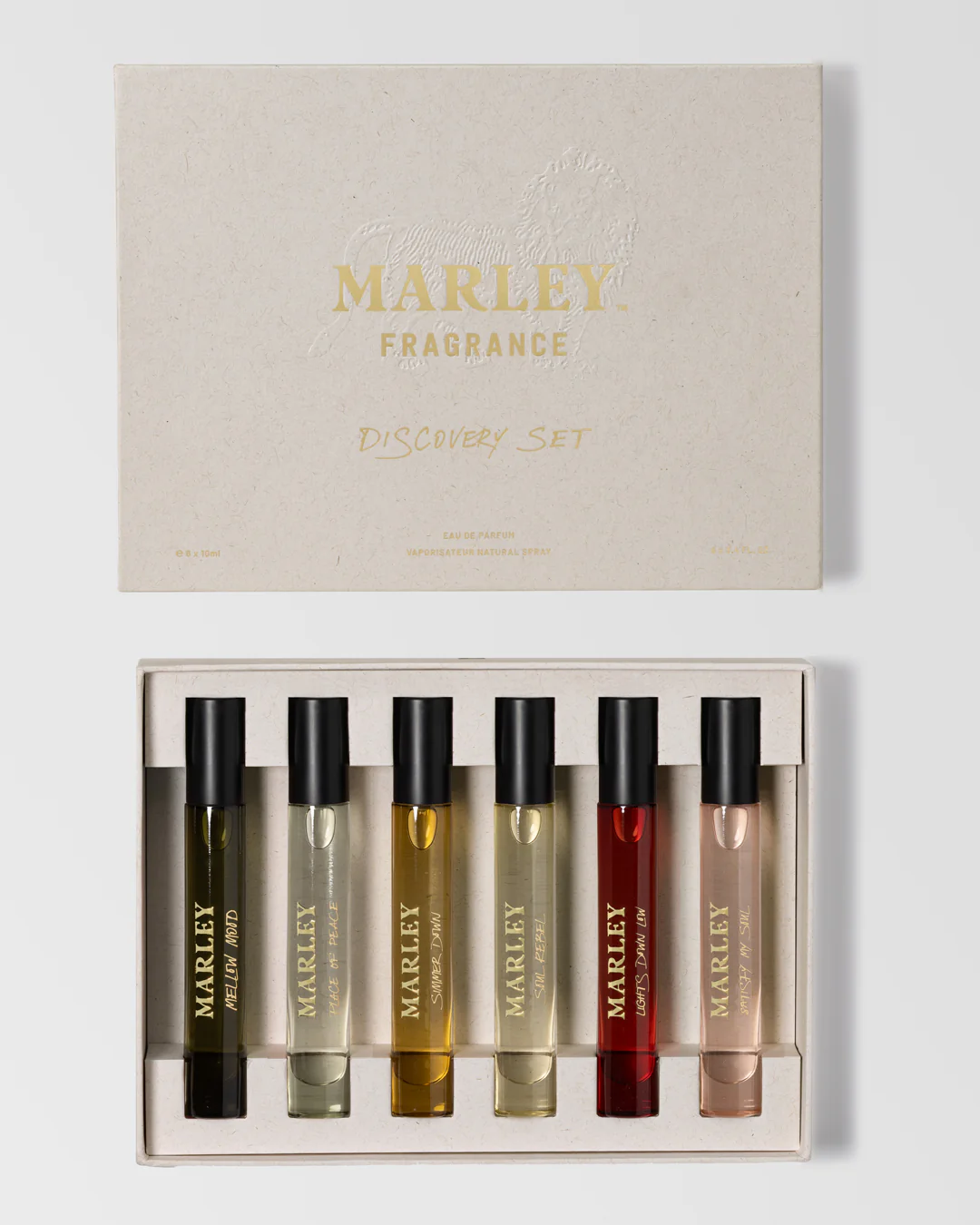 Marley Discovery Gift Set which contains six Marley Brand perfumes at 0.33 oz. each Click to open in modal