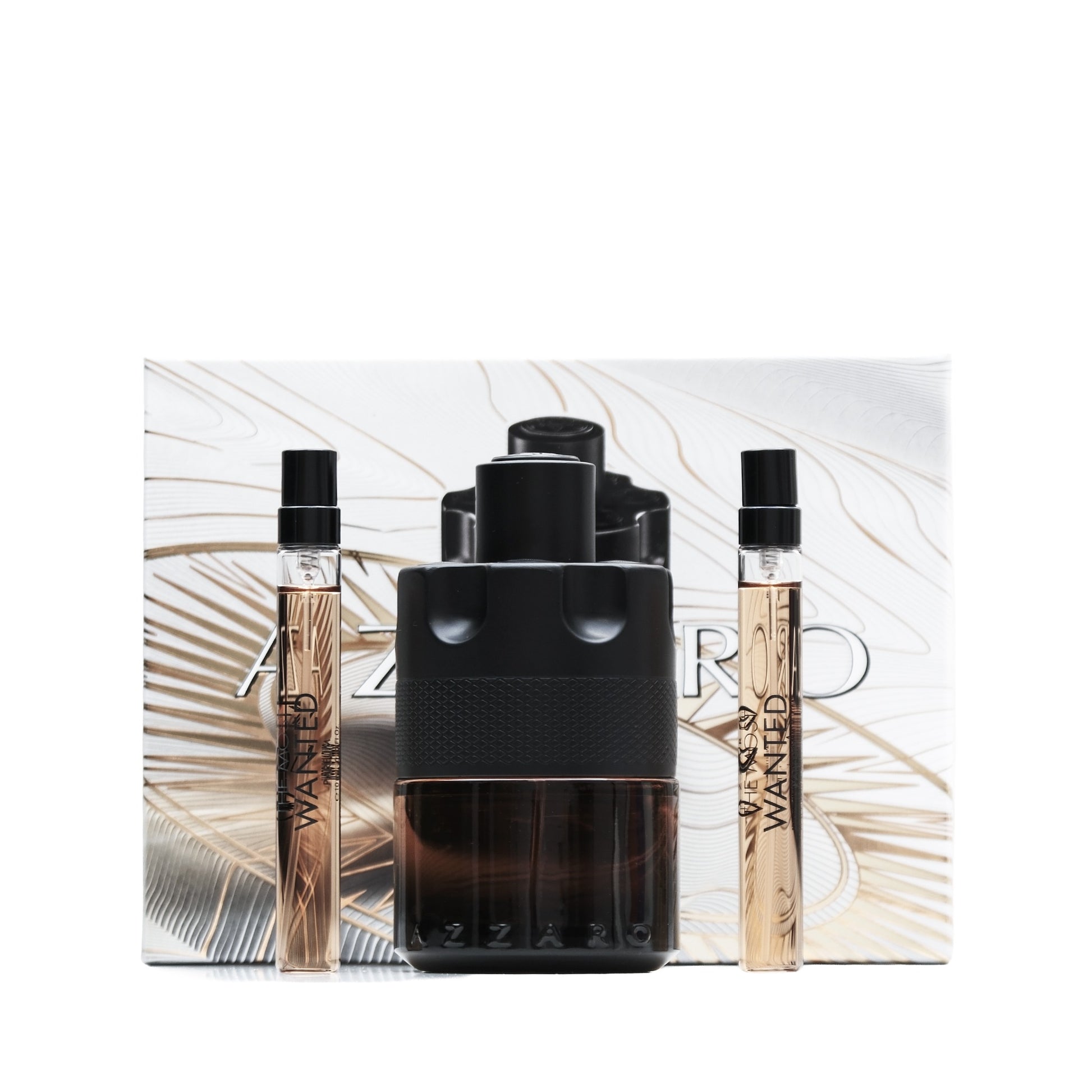 The Most Wanted 3.4 oz Parfum alongside 2 miniature vials with box Click to open in modal