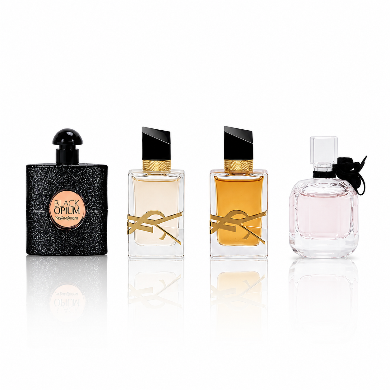 YSL 4-Piece Mini Gift Set with Black Opium EDP, Libre EDP, Libre Intense EDP, and Mon Paris EDP at 0.25 oz. each. Click to open in modal