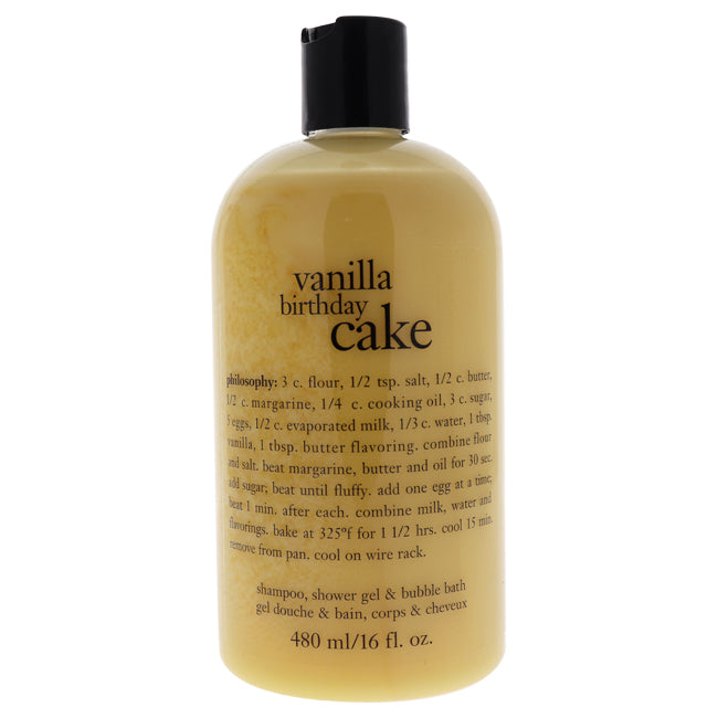 Vanilla Birthday Cake by Philosophy for Unisex - 16 oz Shampoo, Shower Gel and Bubble Bath Click to open in modal