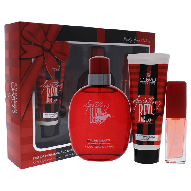 Sporting Red by Cosmo Designs for Men - 3 Pc Gift Set Click to open in modal