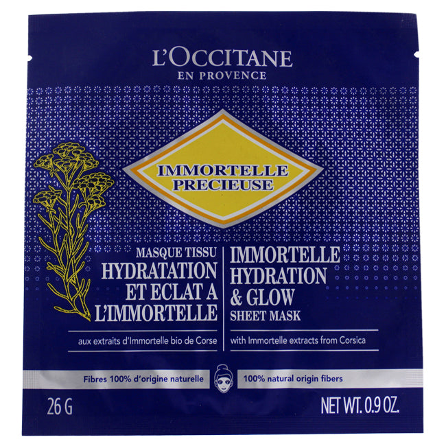 Immortelle Hydrating and Glow Sheet Mask by LOccitane for Unisex - 1 Pc Mask Click to open in modal