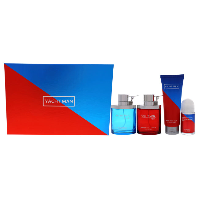 Yacht Man Blue and Yacht Man Red by Myrurgia for Men - 4 Pc Gift Set Click to open in modal