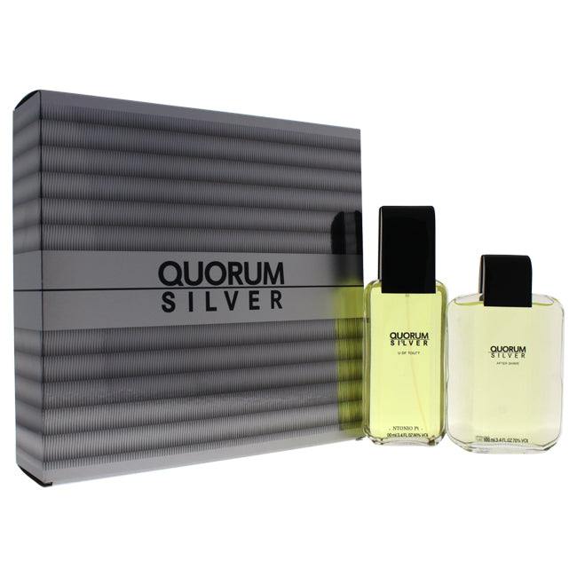 Quorum Silver by Antonio Puig for Men - 2 Pc Gift Set Click to open in modal