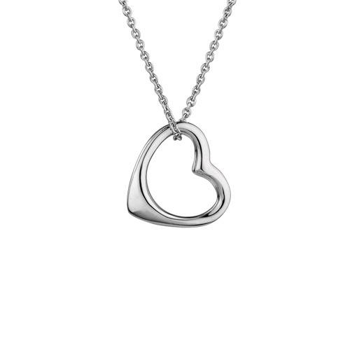 Floating Heart Necklace on Rhodium Plated Chain Click to open in modal