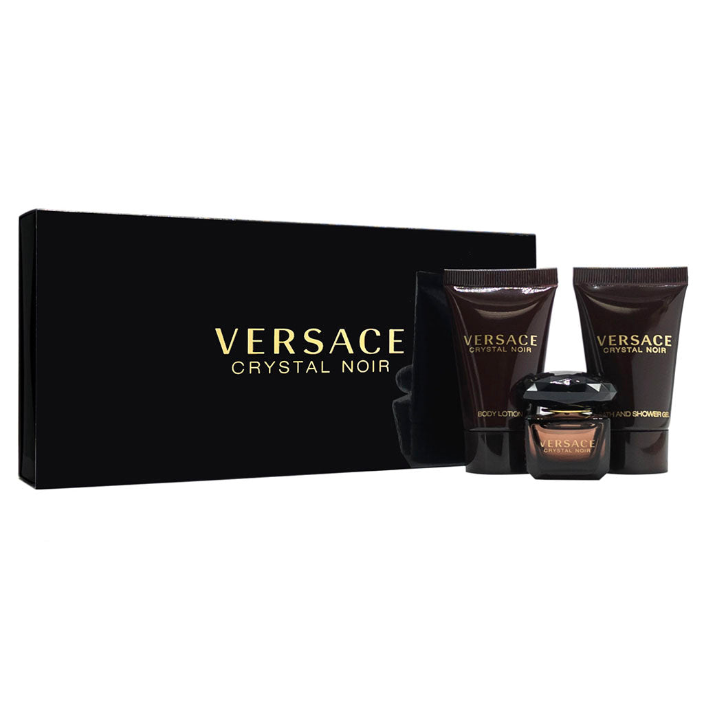 Versace Crystal Noir by Versace for Women - 3 Pc Mini Gift Set 5ml EDT Splash, 0.8oz Bath and Show 3 oz. Click to open in modal